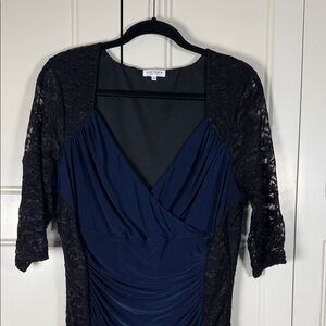 Kiyonna Ruched Blue and Black Dress